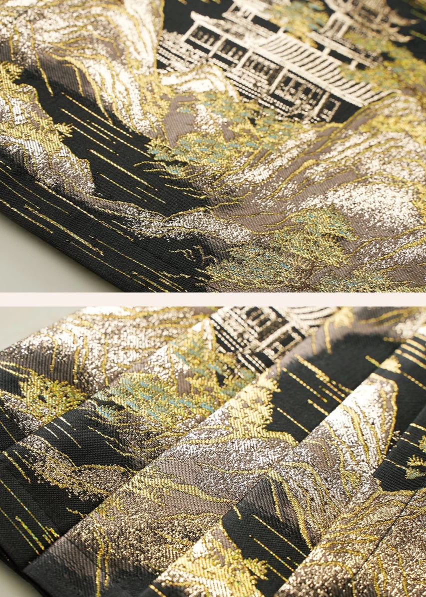 Women's Modern Short Ma Mian Skirt Gilded Landscape Print| HANFUBAO