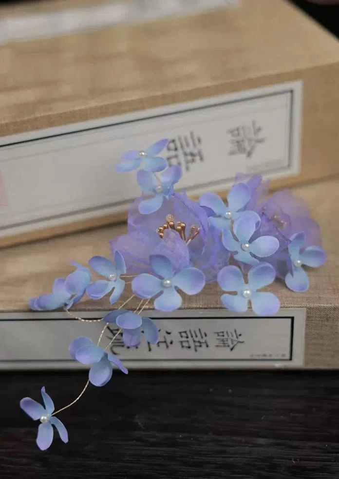 Women's Hydrangea Yarn Flower Hair Pieces for Hanfu Hairstyling | HANFUBAO