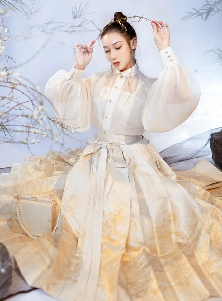 Women Modern Hanfu Blouse Black/White | HANFUBAO
