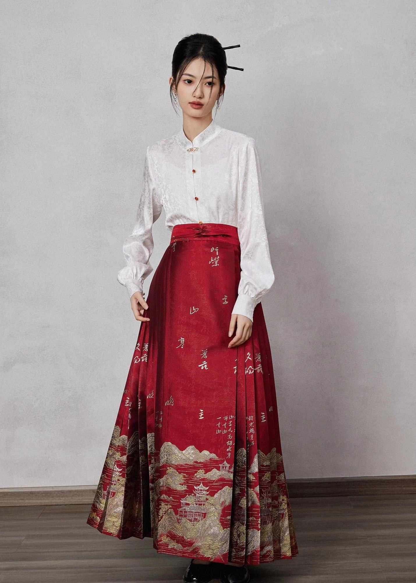 Women Modern Ma Mian Skirt Set Misty Haze Plus Size Daily Hanfu | HANFUBAO