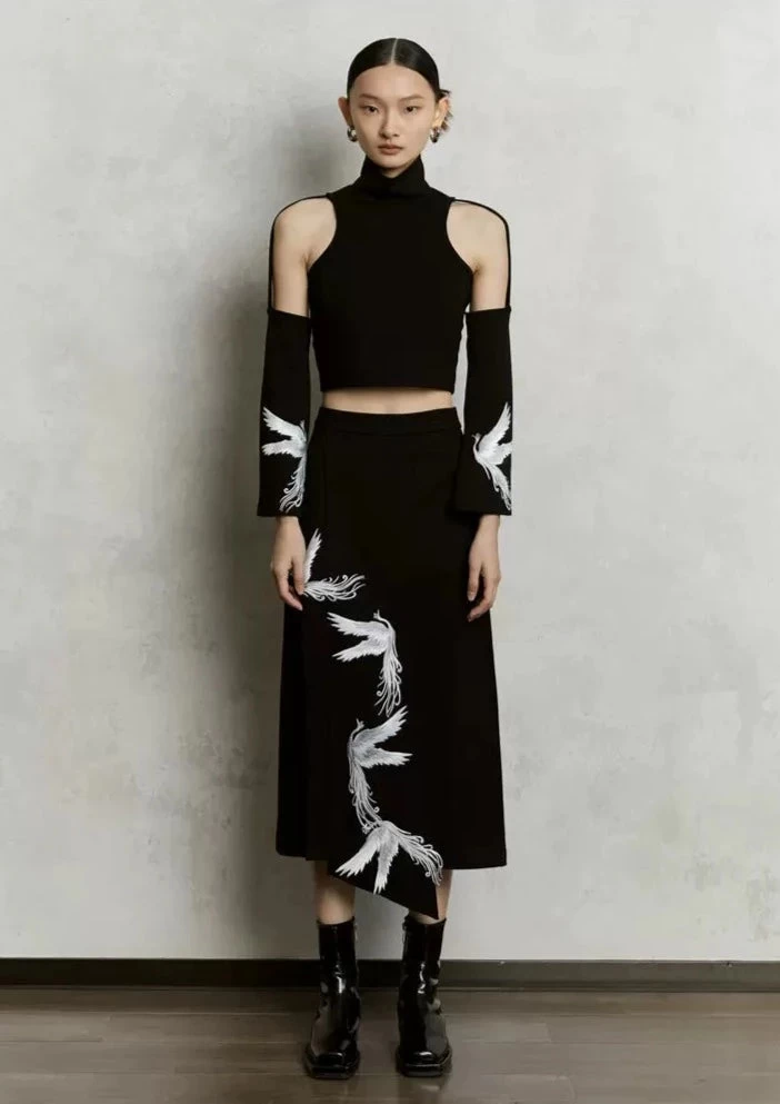 Women Modern Daily Hanfu 2-Piece Set Phoenix Embroidery Viscose Blend | HANFUBAO