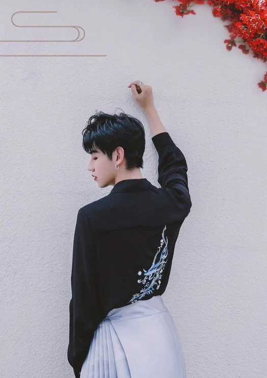 Unisex  Modern Hanfu Daily Blouse White Embroidery | HANFUBAO