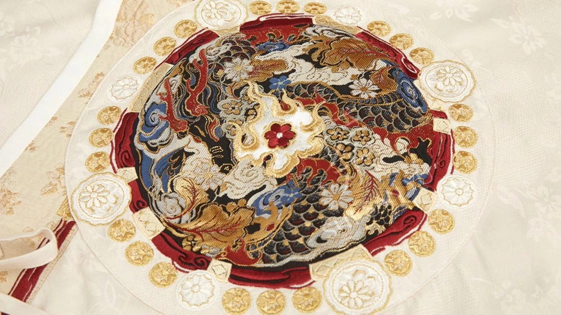 Women 4PCS Golden Dragon Embroidered New Year Ming Hanfu Set Plus Size| HANFUBAO