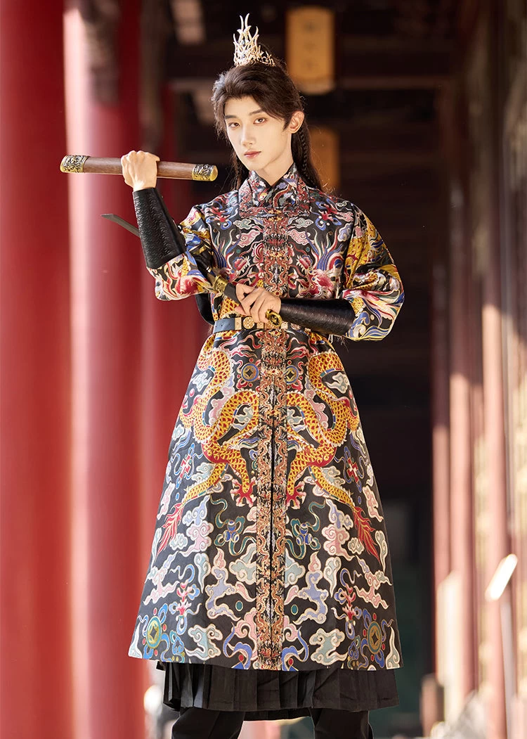 Unisex 4-Piece Embroidered Flying Fish Ming Hanfu Set for Cosplay| HANFUBAO