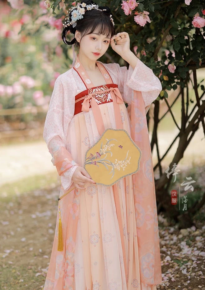 Women Modern Chiffon Hanfu Set Tang Pink/Blue 3-Piece Daily Wear| HANFUBAO