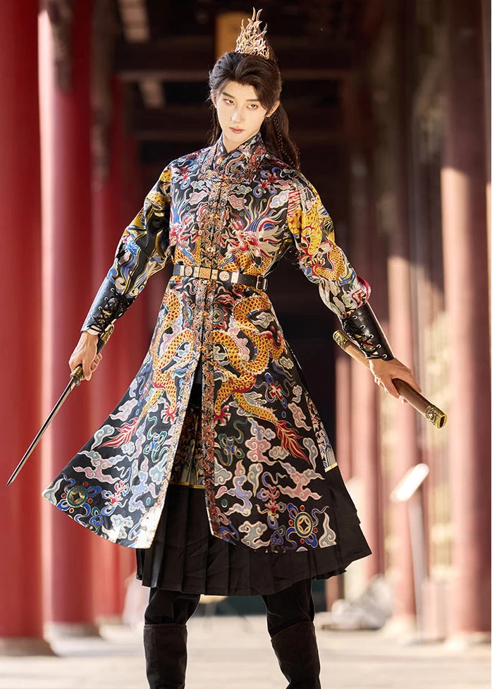 Unisex 4-Piece Embroidered Flying Fish Ming Hanfu Set for Cosplay| HANFUBAO