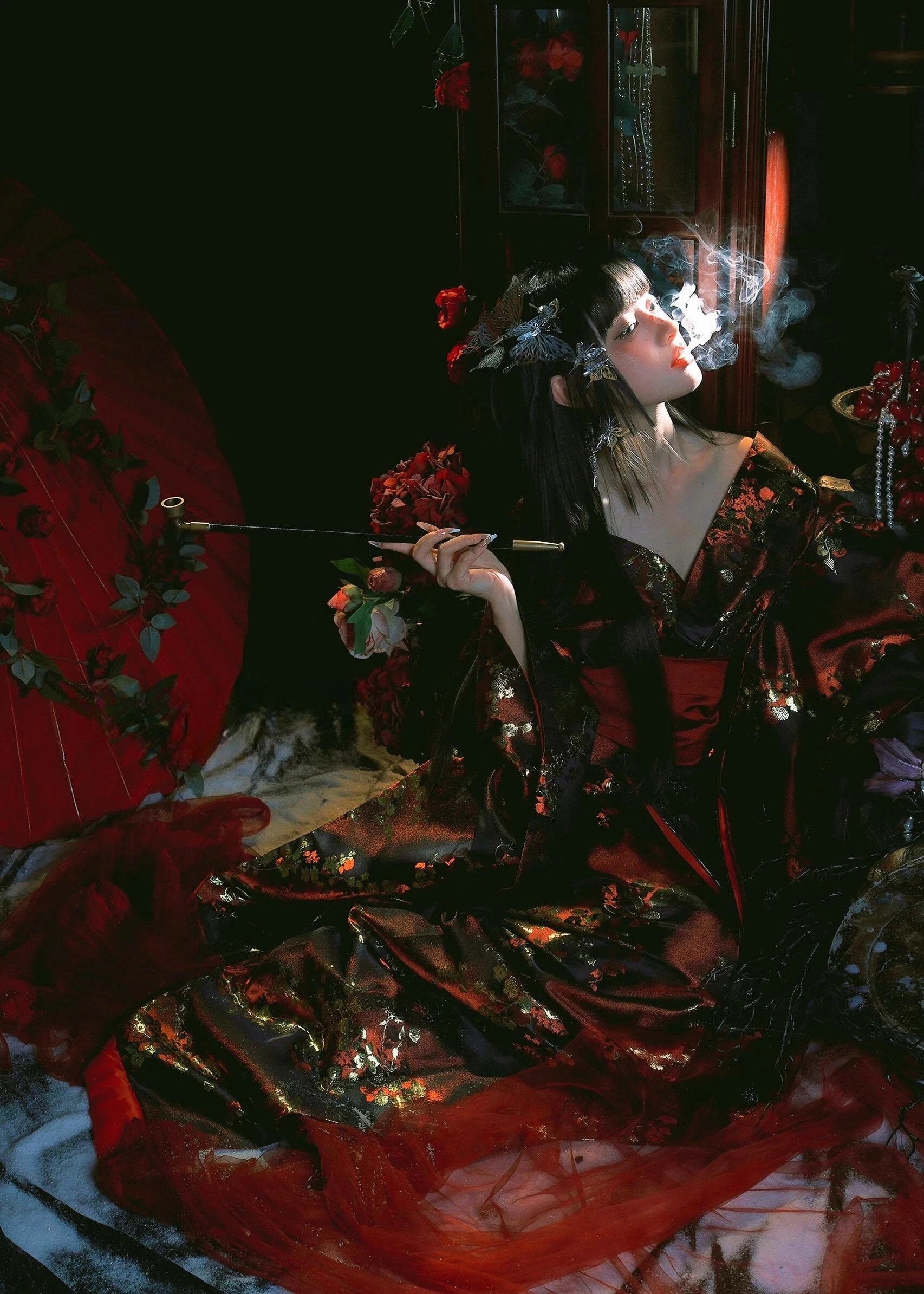 Women’s 2-Piece Daily Hanfu Kimono Set, Floral Pattern, 100%  | HANFUBAO