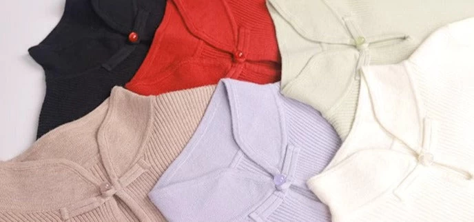 Women’s Daily Hanfu Ribbed Knit Mandarin Collar Top, 9 Colors | HANFUBAO