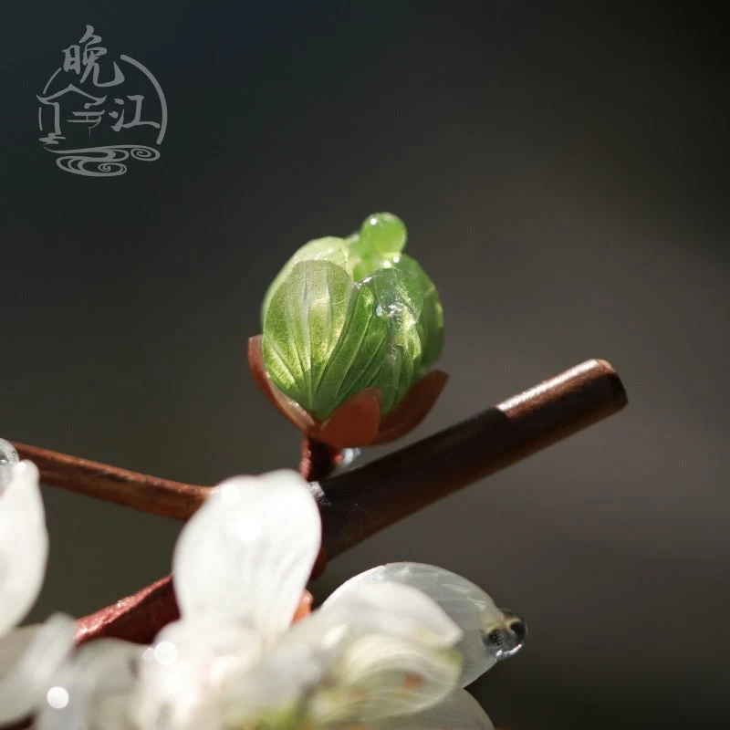 Women Shrinky Dinks Bamboo Hairpin White Plum Flowers | HANFUBAO