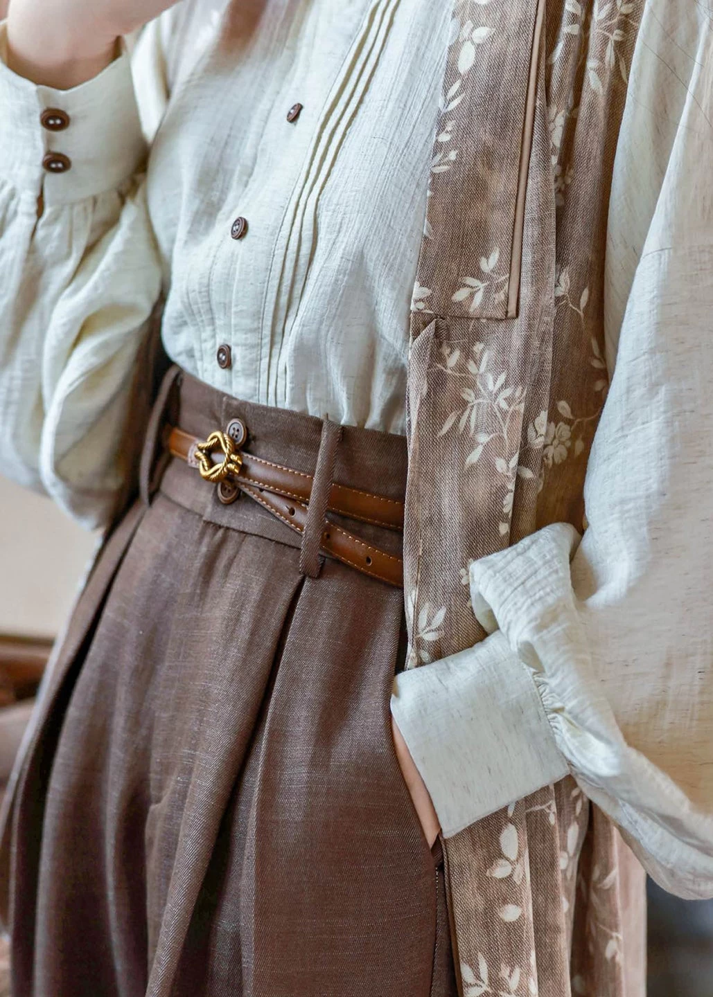 Women’s Modern 3-Piece Daily Hanfu Pants Set Rayon Linen Blend | HANFUBAO