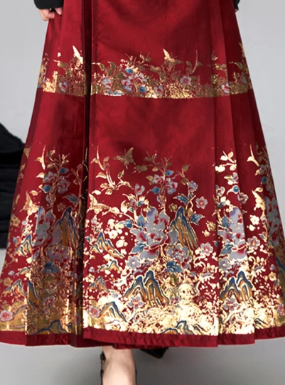 Women Modern Daily Hanfu Cotton Blend 2-Piece Mamian Skirt Set | HANFUBAO