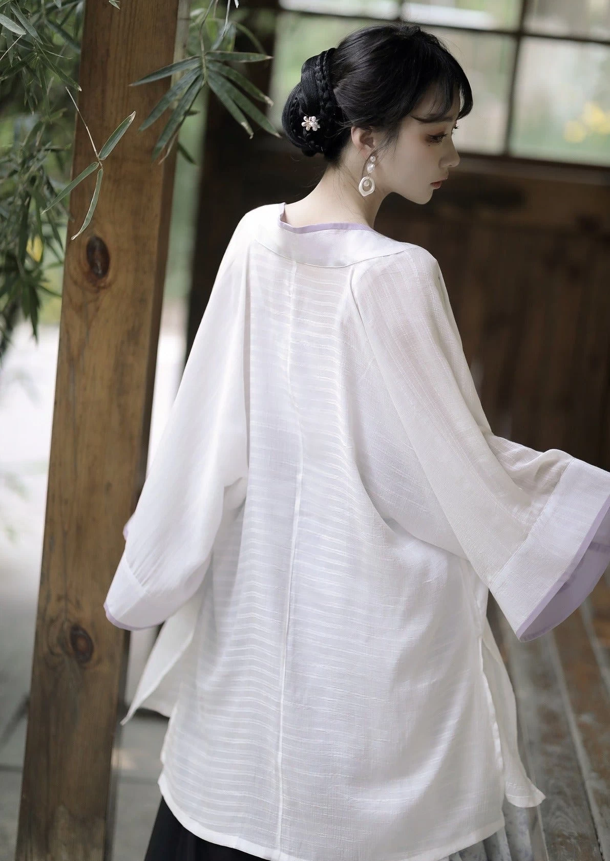 Women Daily Hanfu Set Purple Floral Skirt Coverup Tank Top| HANFUBAO