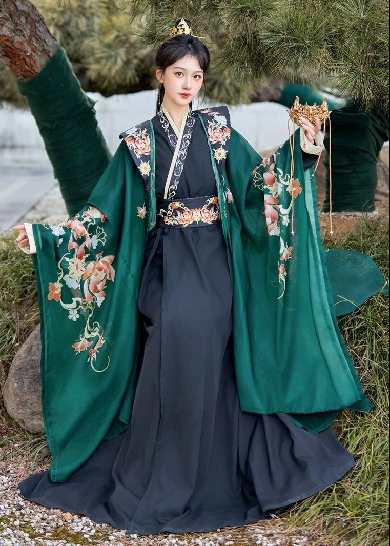 Unisex 3-Piece Daily Hanfu Set Jade Light Plus Size Polyester| HANFUBAO