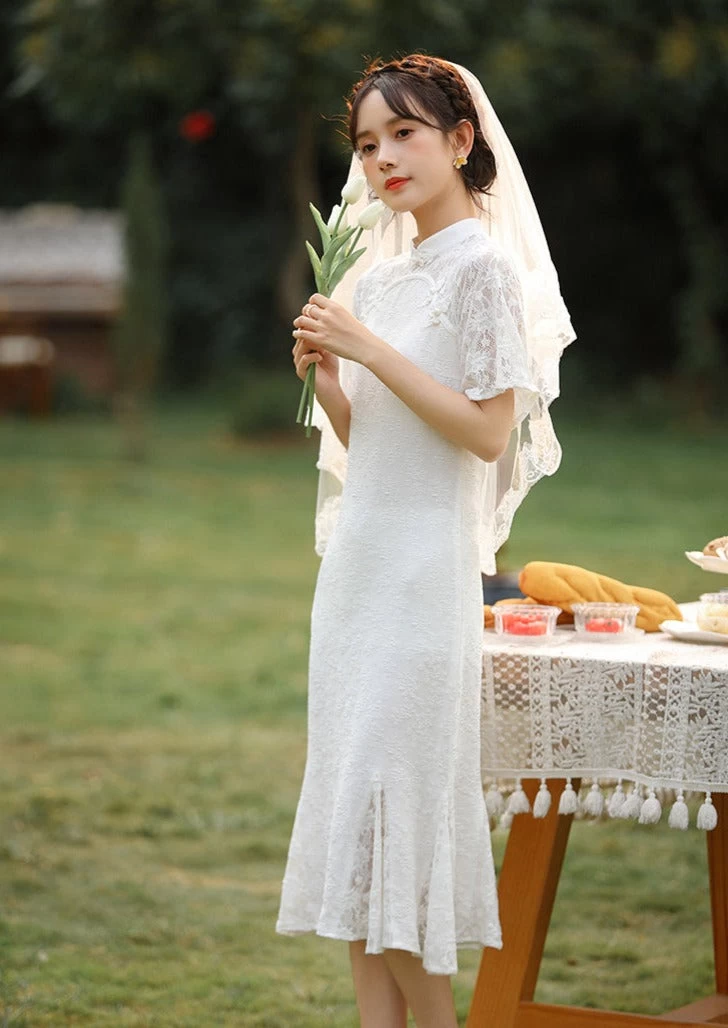 White Bridal Qipao Dress (WQP01)