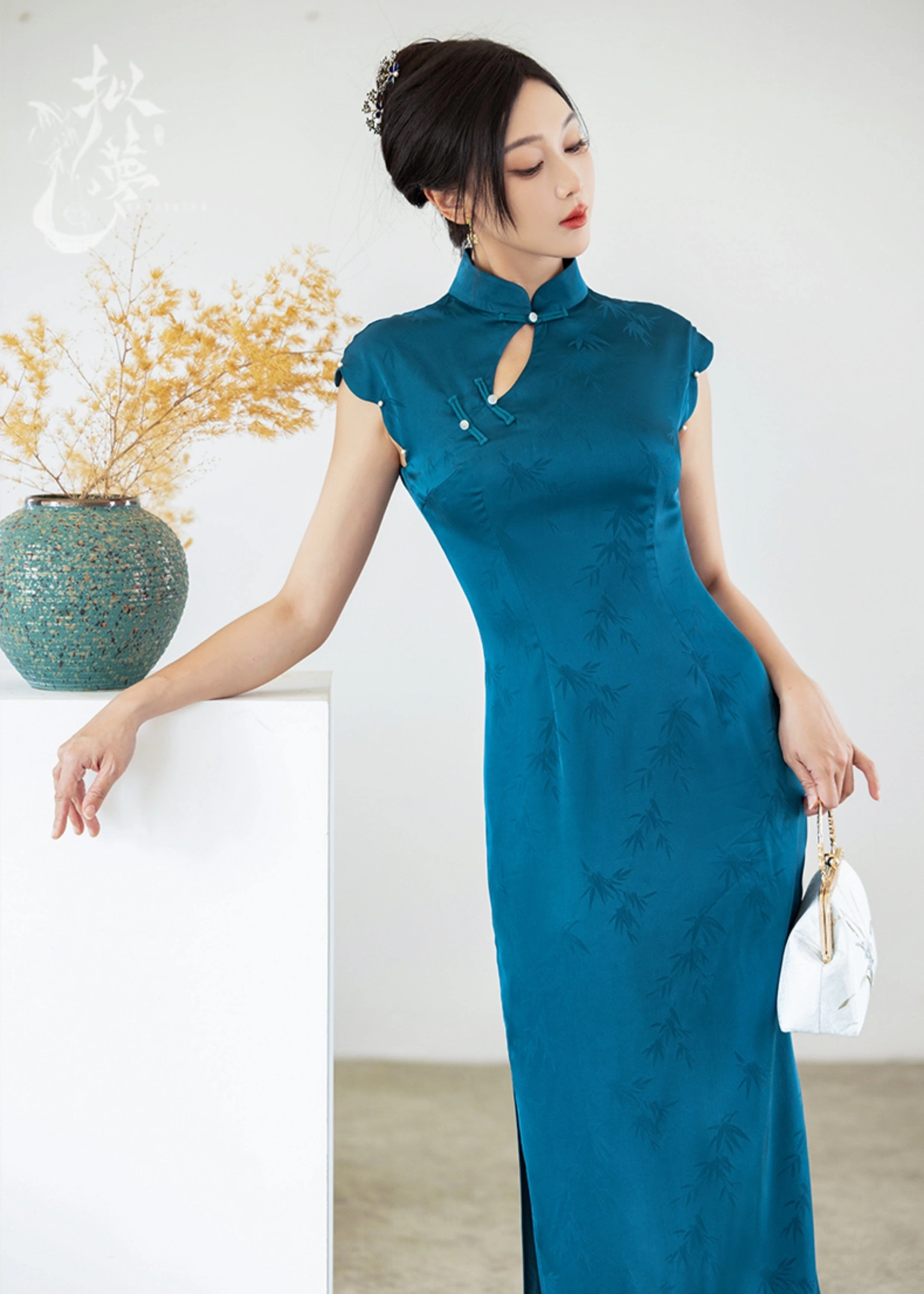 Women's Modern Qipao Daily Hanfu Dress Indigo Cotton Blend | HANFUBAO