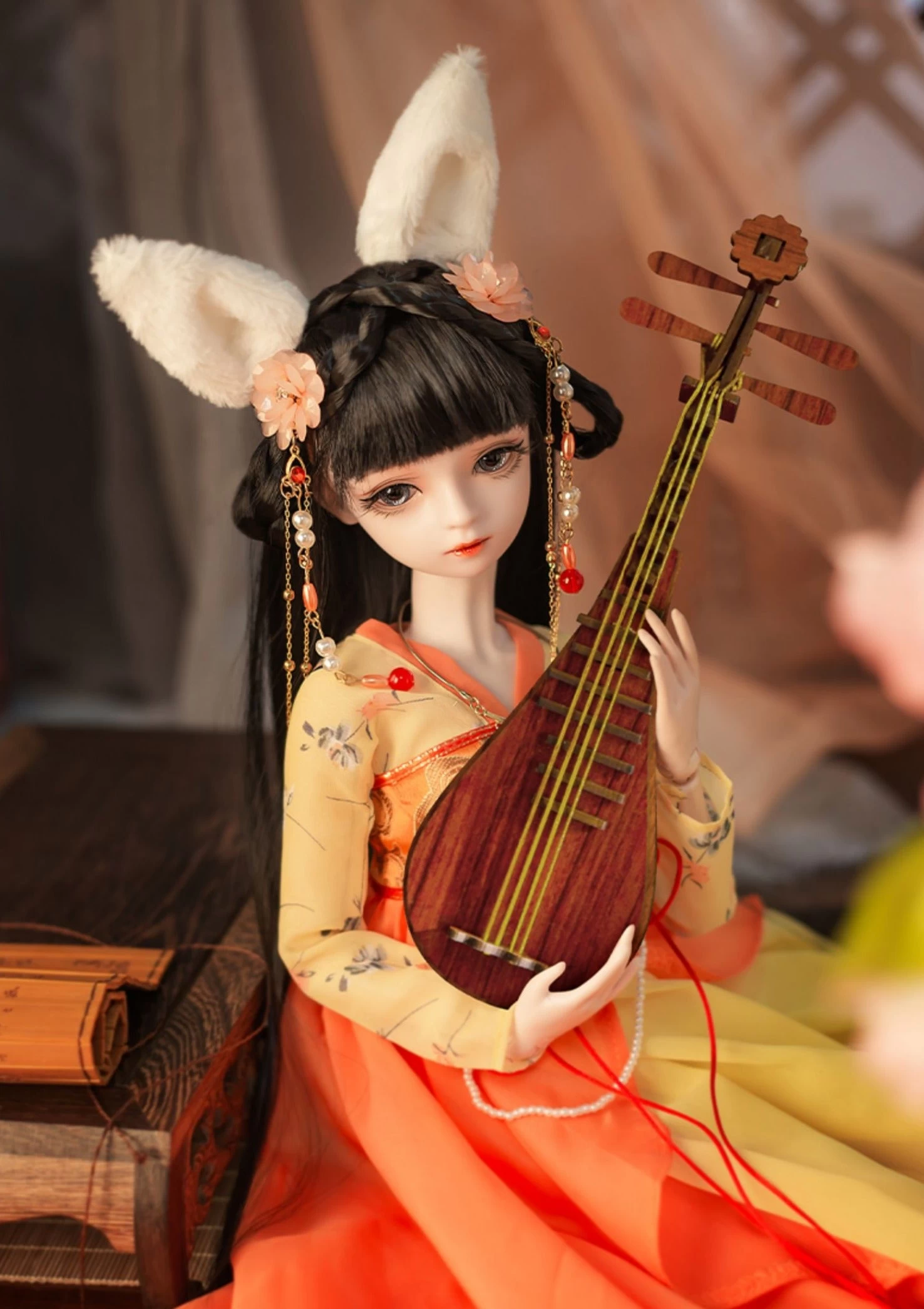 Unisex Handmade 60cm BJD SD Doll Pipa & Fan Recycled Plastic| HANFUBAO