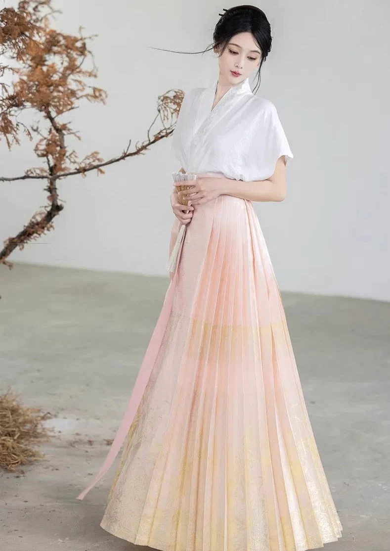 Women's Modern 2-Piece Ma Mian Hanfu Set, Cotton-Blend Top &  Skirt | HANFUBAO