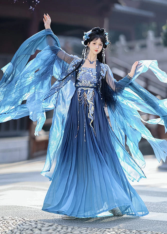 Women Dragon Embroidered 5-Piece Hanfu Set for Festivals, Hand Wash | HANFUBAO