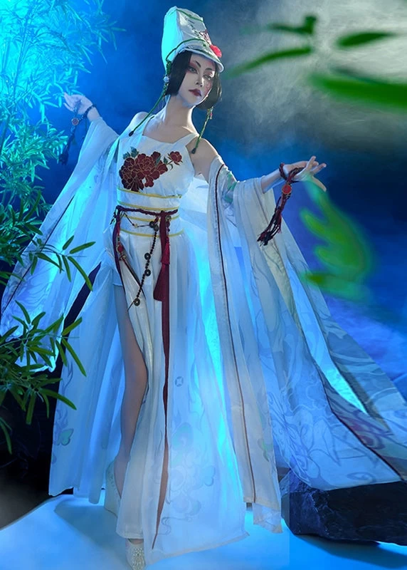 Unisex  Modern Hanfu 4-Piece Set Black & White | HANFUBAO