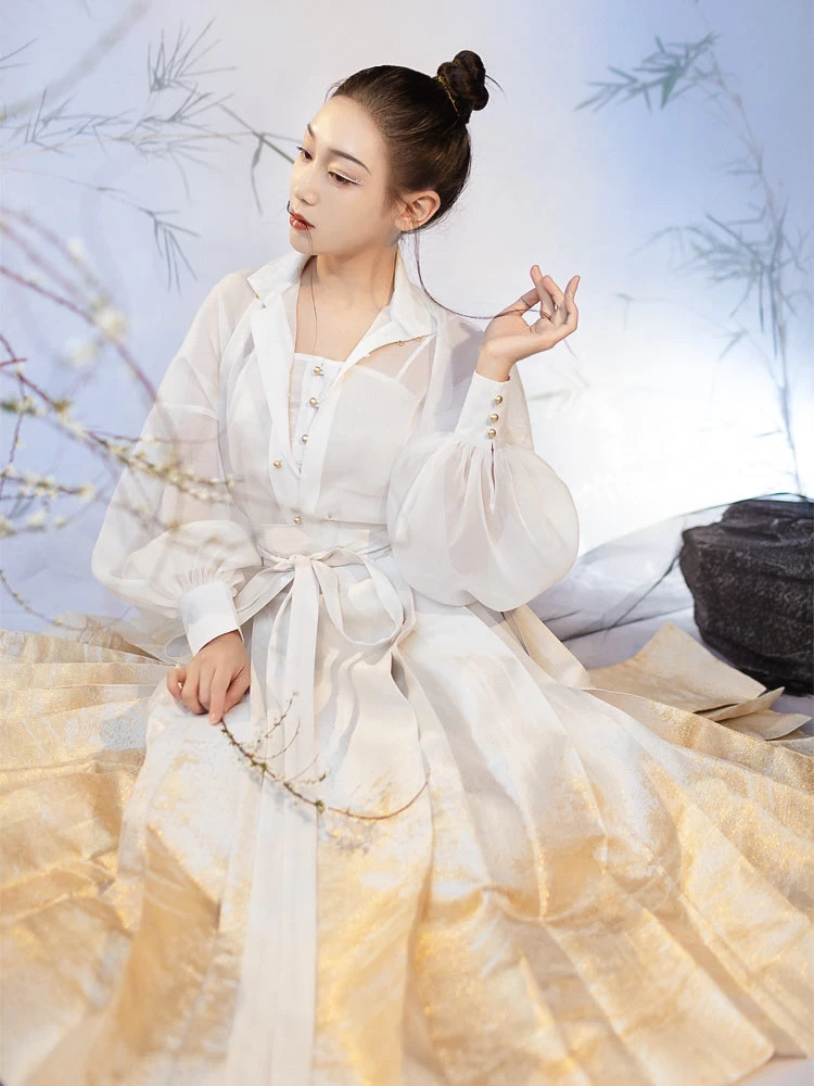 Women Modern Hanfu Blouse Black/White | HANFUBAO