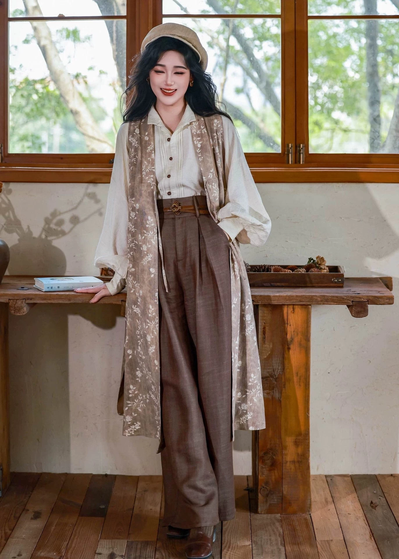 Women’s Modern 3-Piece Daily Hanfu Pants Set Rayon Linen Blend | HANFUBAO