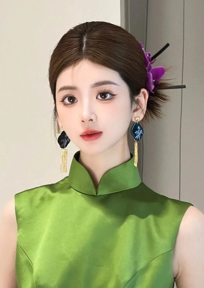 Women Bridal Hair Pieces Orchid Butterfly | HANFUBAO Alloy Gemstone Hanfu Wedding Accessory