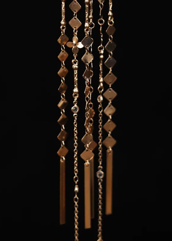 Women Flame Bird Tassel Hairpin Pair Gold Metal Hanfu Wedding Party | HANFUBAO