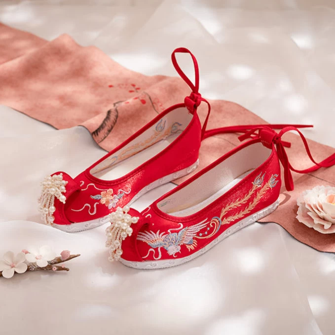 Women Canvas Embroidered Phoenix Hanfu Sneakers | HANFUBAO