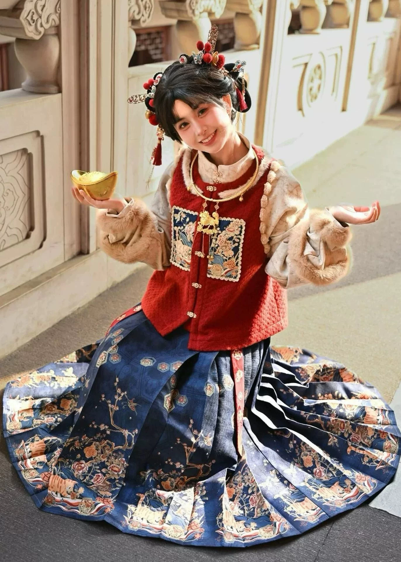 Women’s Plus Size Modern Daily Orange Kitty Hanfu Set,  | HANFUBAO