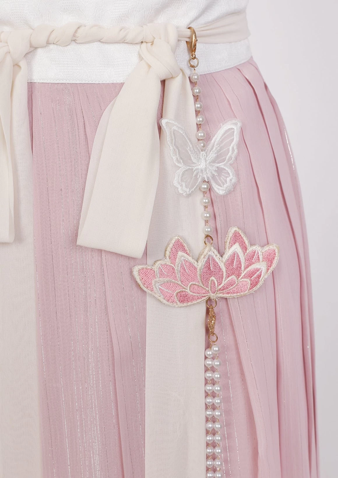 Women 5-Piece Pink Summer Hanfu Dress Set, Chiffon Scarf Daily Wear | HANFUBAO