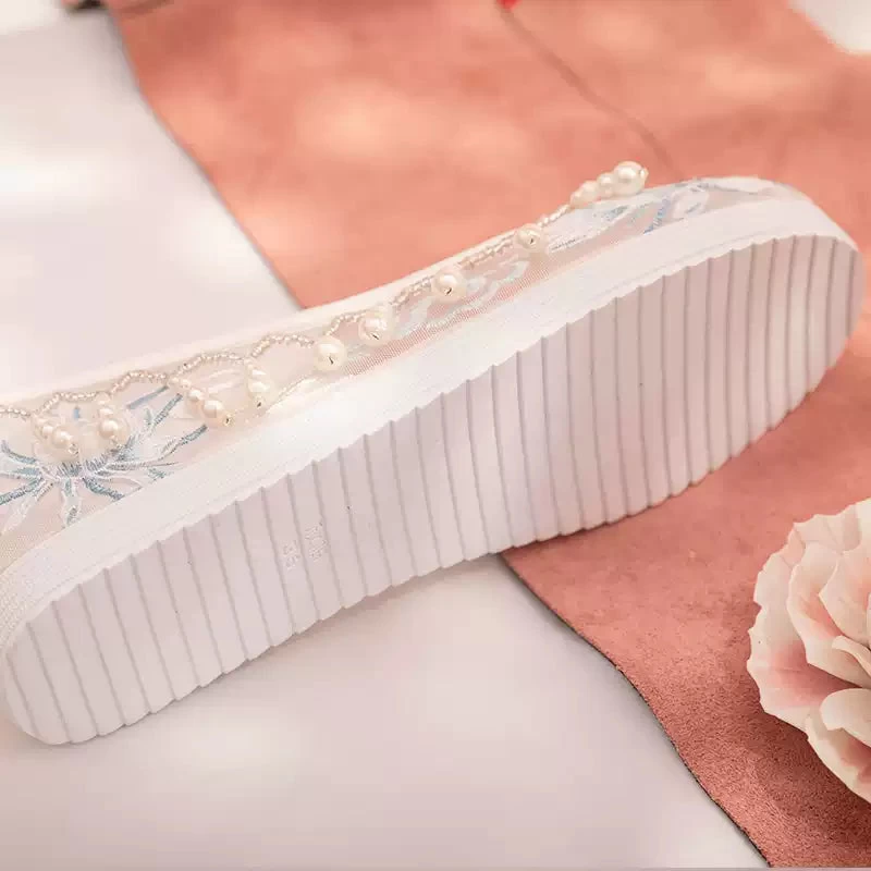 Women's Embroidered Canvas Hanfu Summer Flats Floral Pattern | HANFUBAO