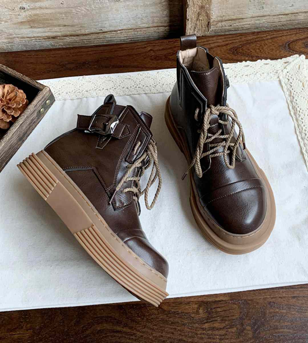Winter Boots Leather Casual Classic Style Ankle Length Durable Footwear