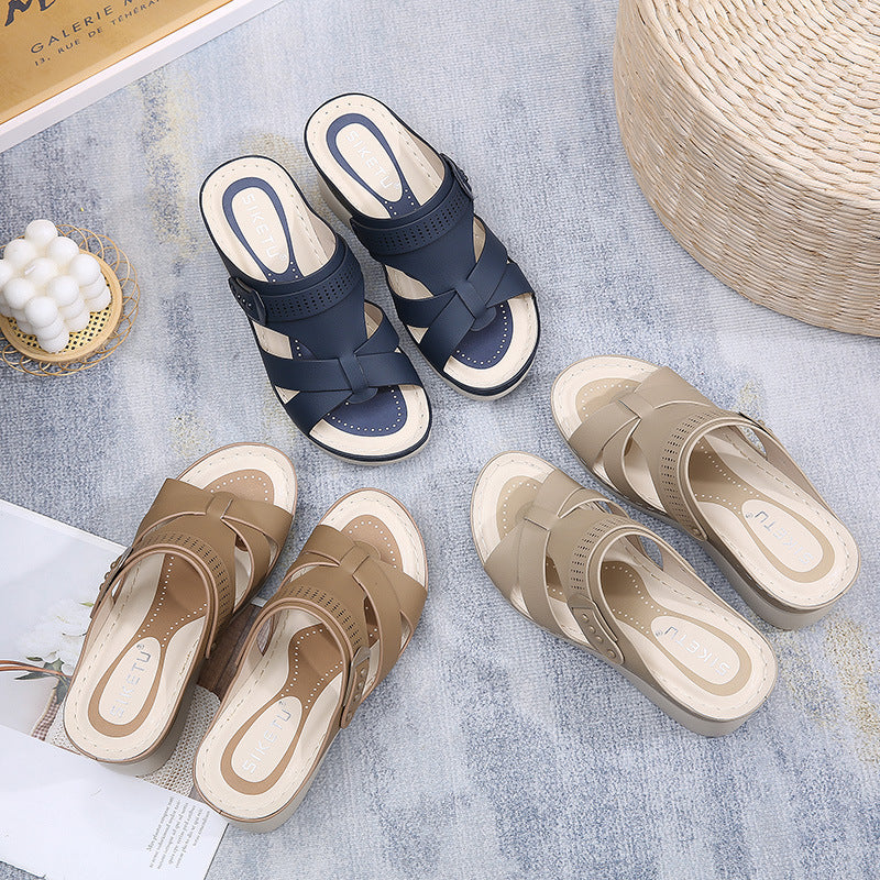 JS6331-2 Spring/Summer Comfort and Casual Wedge Beach Outdoor Slippers Women's Shoes