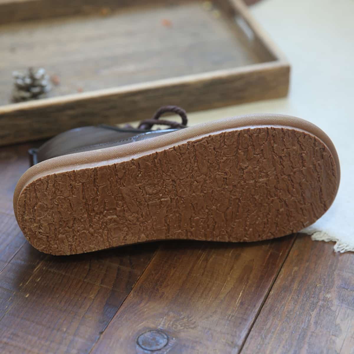 Round head lace-up flat-soled short boots autumn and winter velvet British soft-soled boots