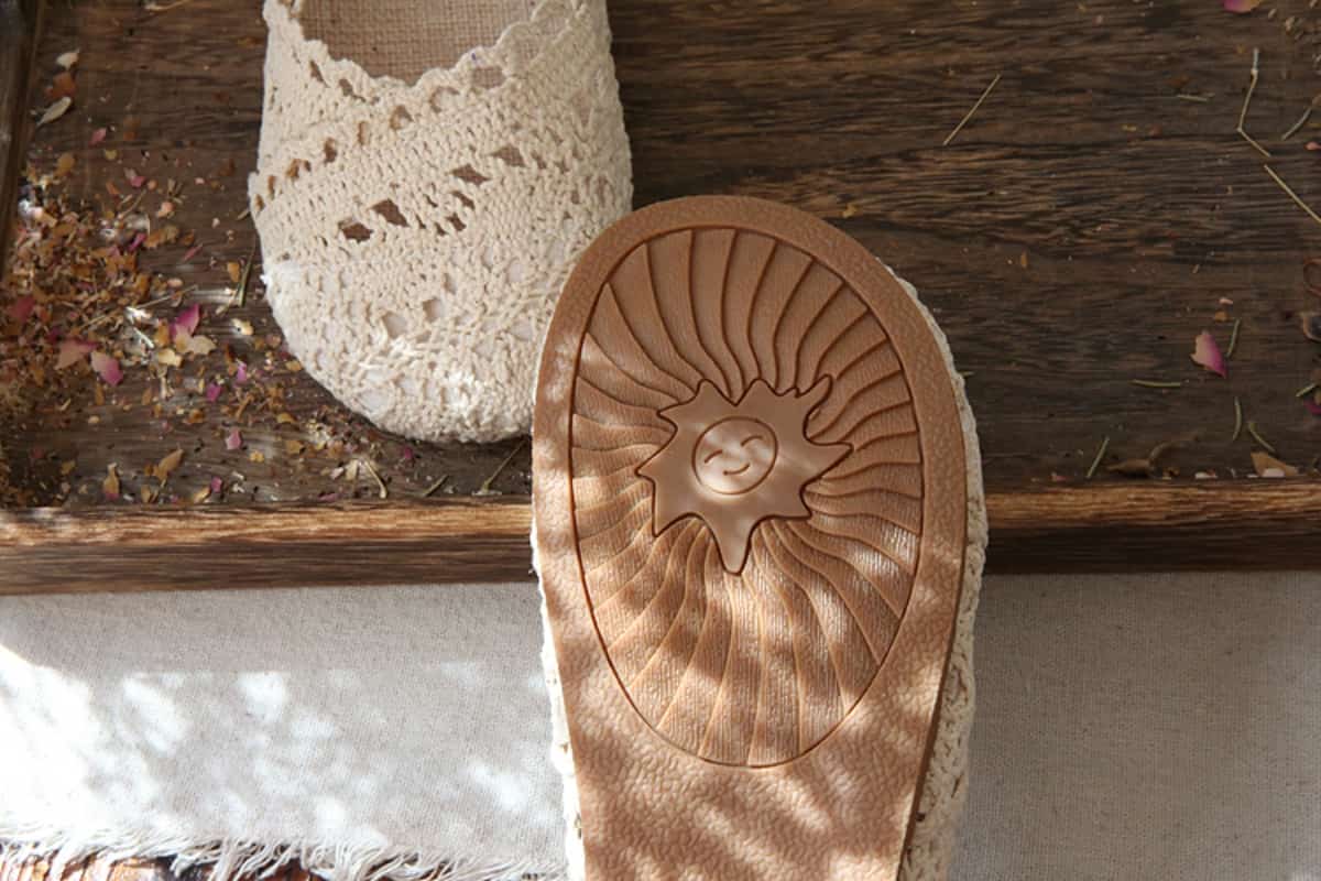 Hollow round head flat shoes summer cotton and linen comfortable one foot net shoes fisherman shoes single shoes women