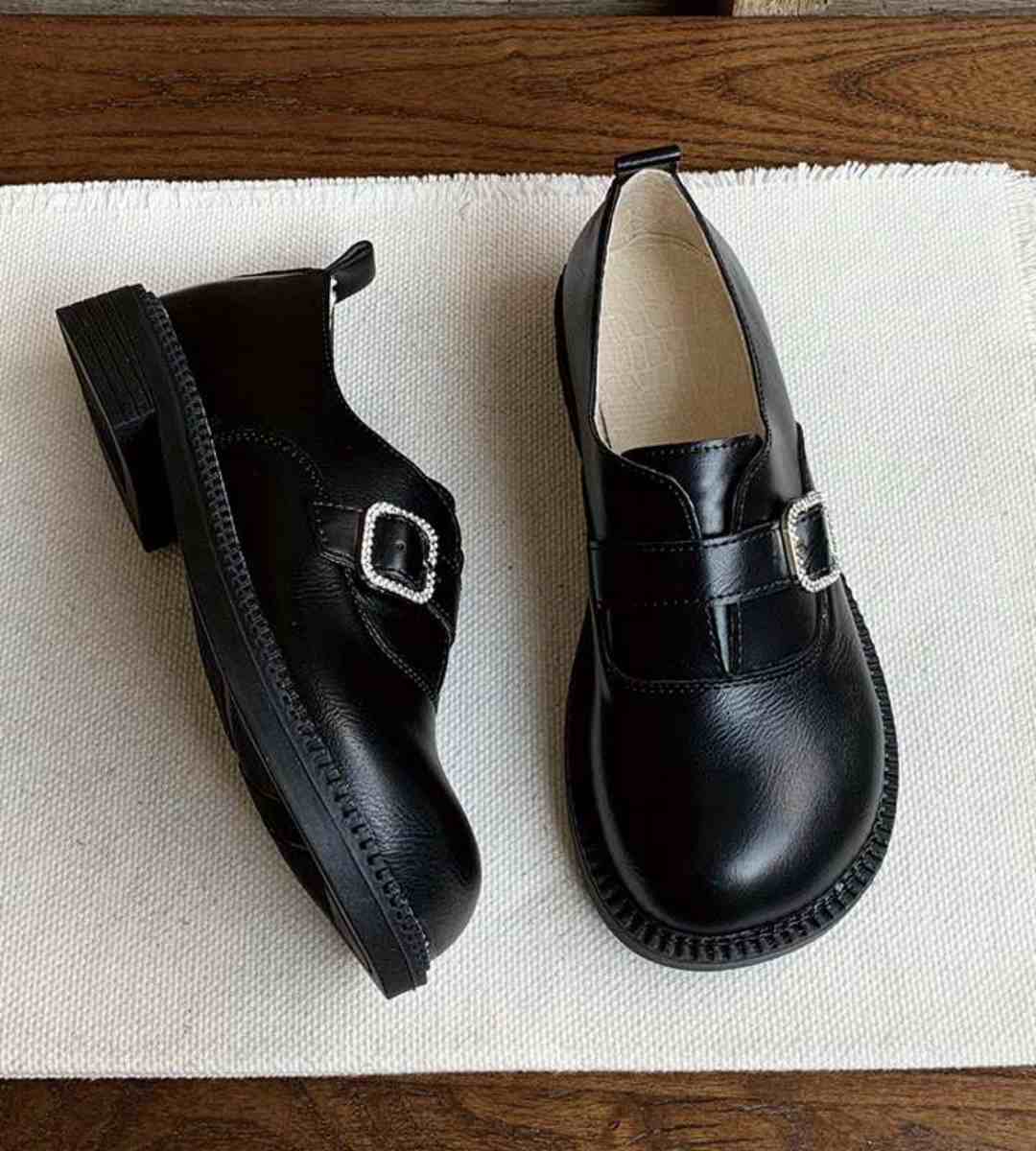 Autumn Oxford Shoes Leather Preppy Style Round Toe Flat