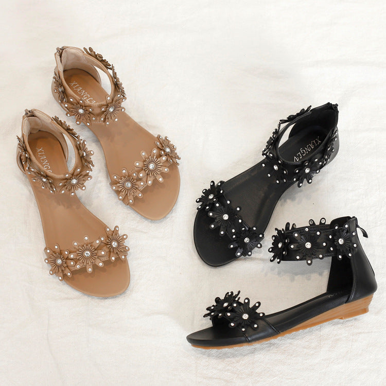 [Sold out on Short in Size Clearance] Wedge Bohemian Sandals Roman Strap Flat-Heeled Casual Shoes