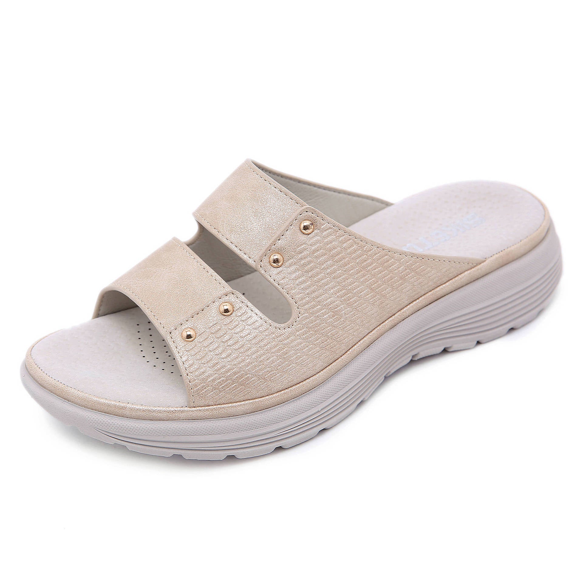 Cool mop women's rivet sports slope heel oversized slippers | Sports sandals