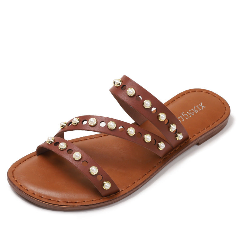 Ethnic Outdoor Sandals Bohemian Beaded Vintage Roman Holiday