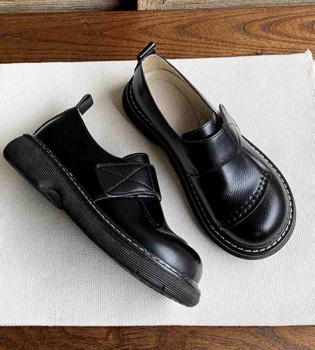 2024 Spring Women's Leather Oxfords Thick Sole Retro
