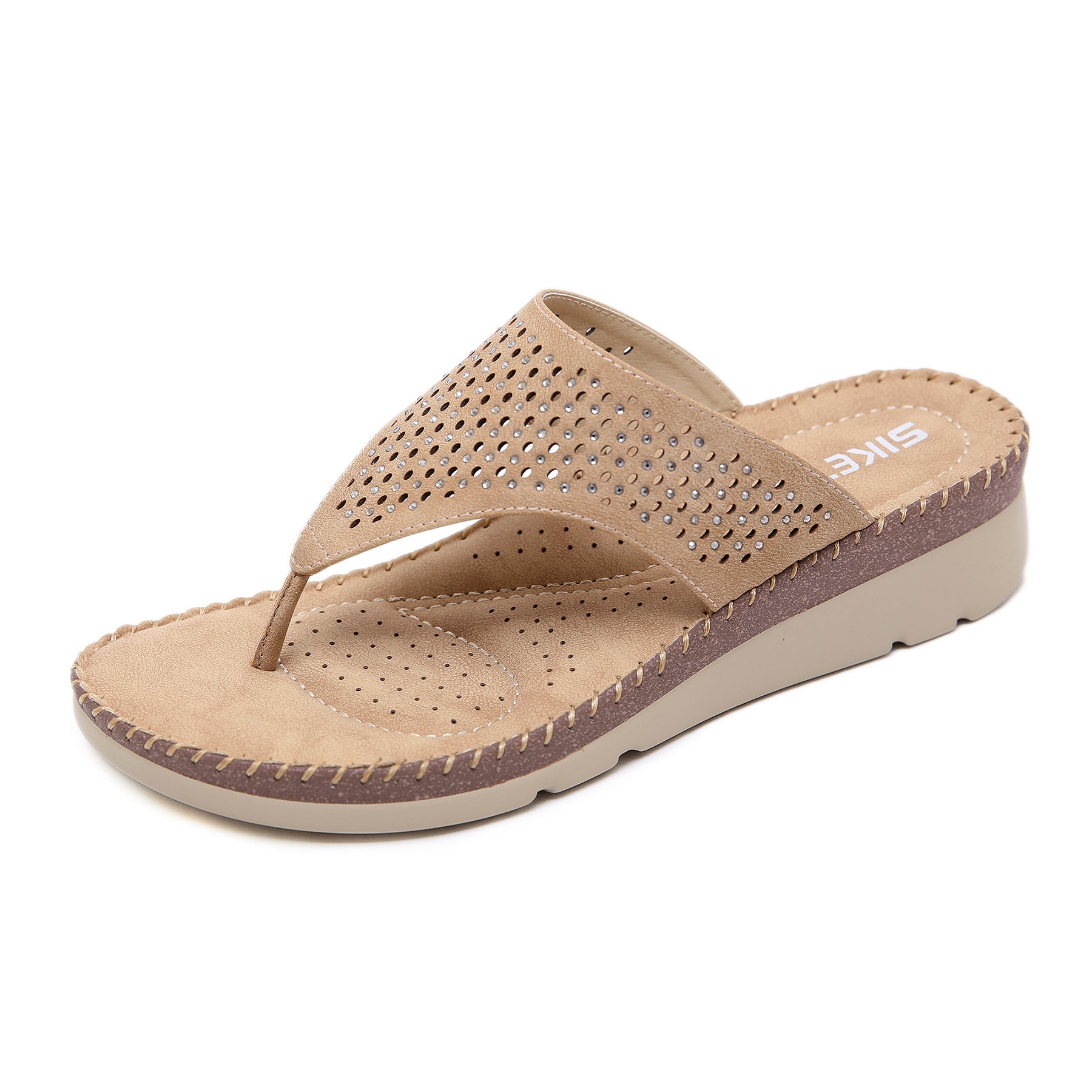 Slippers Wedge Rhinestone Laser Flip Flops plus Size Sandals
