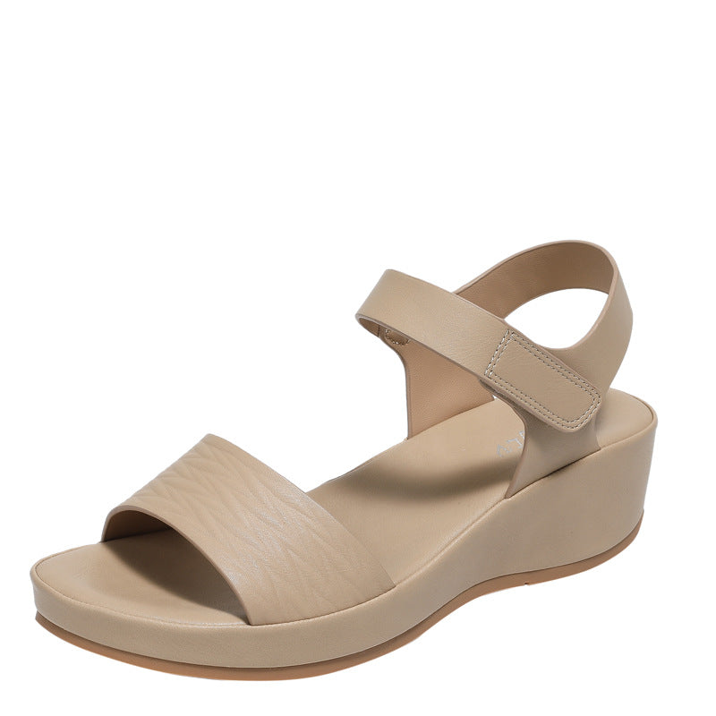 Beach Wedge Embossed Sandals Summer Heel Fashion Comfort and Casual Strap Roman Shoes