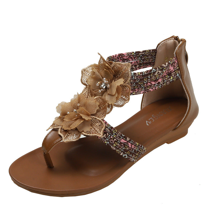 Wedge Sandals Fashion Flip-Flop Flower Bohemian Beach Travel Beach Shoes