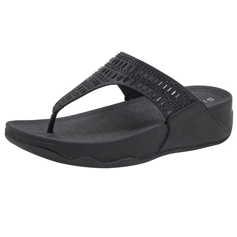 987-2 Rhinestone Sandals for Women's Lightweight Oversized Thick Sole Slippers | Sports Sandals