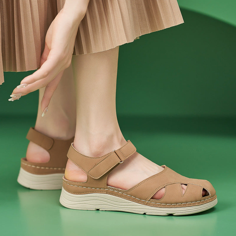 Autumn Sandals Women's Comfortable Casual Closed Toe Slippers Hollow Platform Large Size Sandals