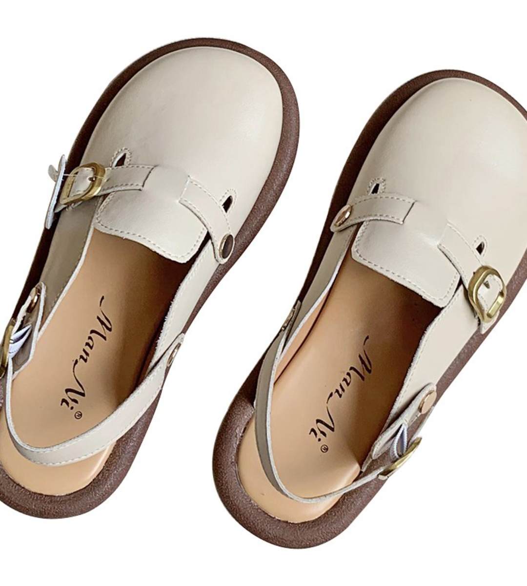 Summer Leather Cute Chunky Sandals College Style Slip-ons