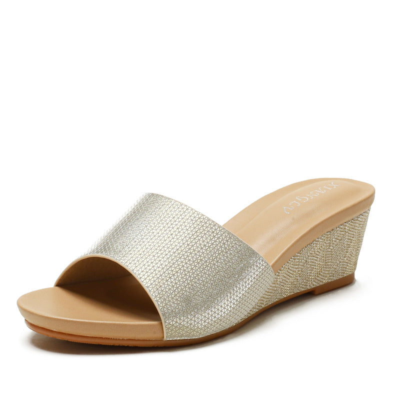 Sandals Fashion Open Toe Thick Bottom Small Wedge Outdoor Simple Comfortable Slippers for Women