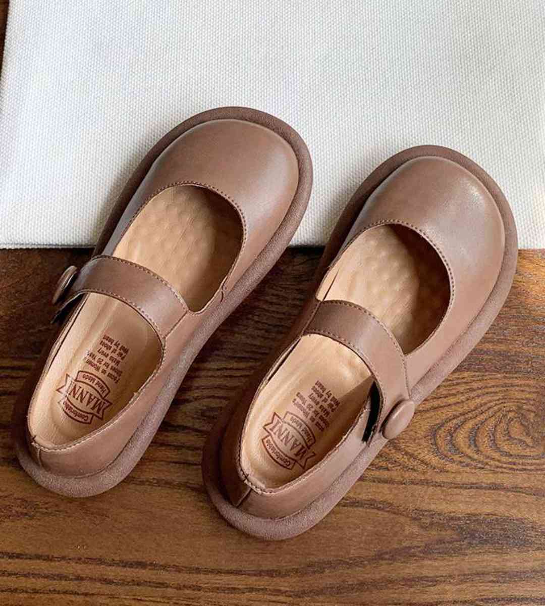 Spring Mary Jane Soft Leather Lolita Shoes Cute Large Toe