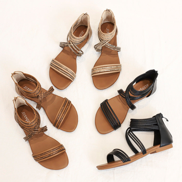 Women's Roman Sandals Flat Bohemian Seaside Beach Shoes