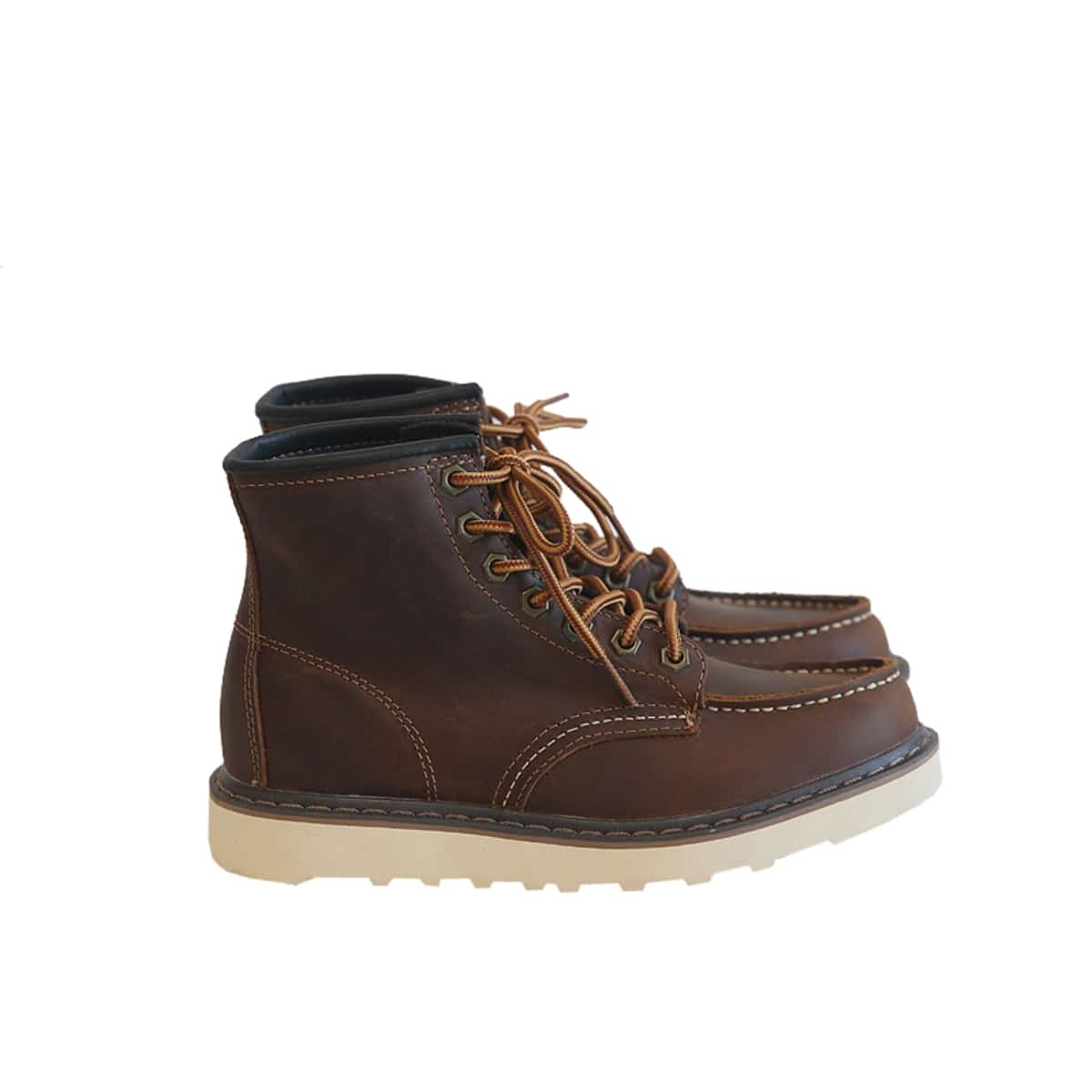First layer cowhide round head strap flat bottom Martin boots women's autumn new couple short boots